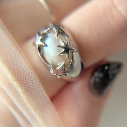 [ vintage pearl ] twinkle ring silver