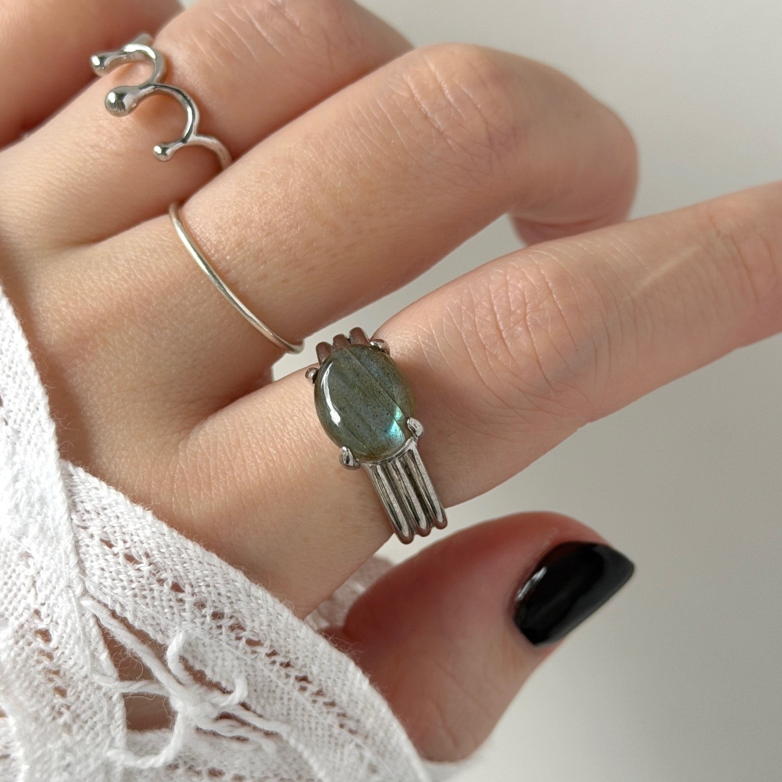 blue labradorite trois silver