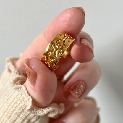 [ gold ] star lace ring [ free size ]