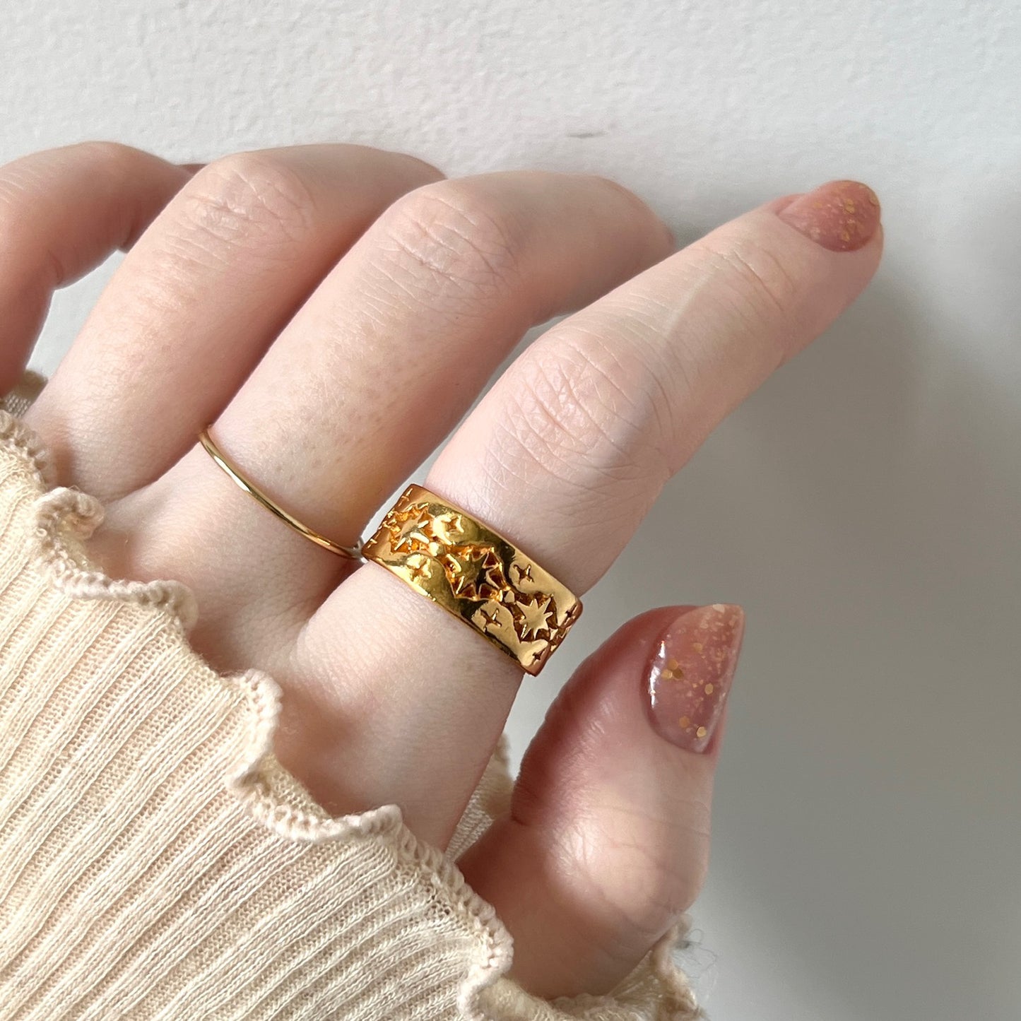 [ gold ] star lace ring [ free size ]