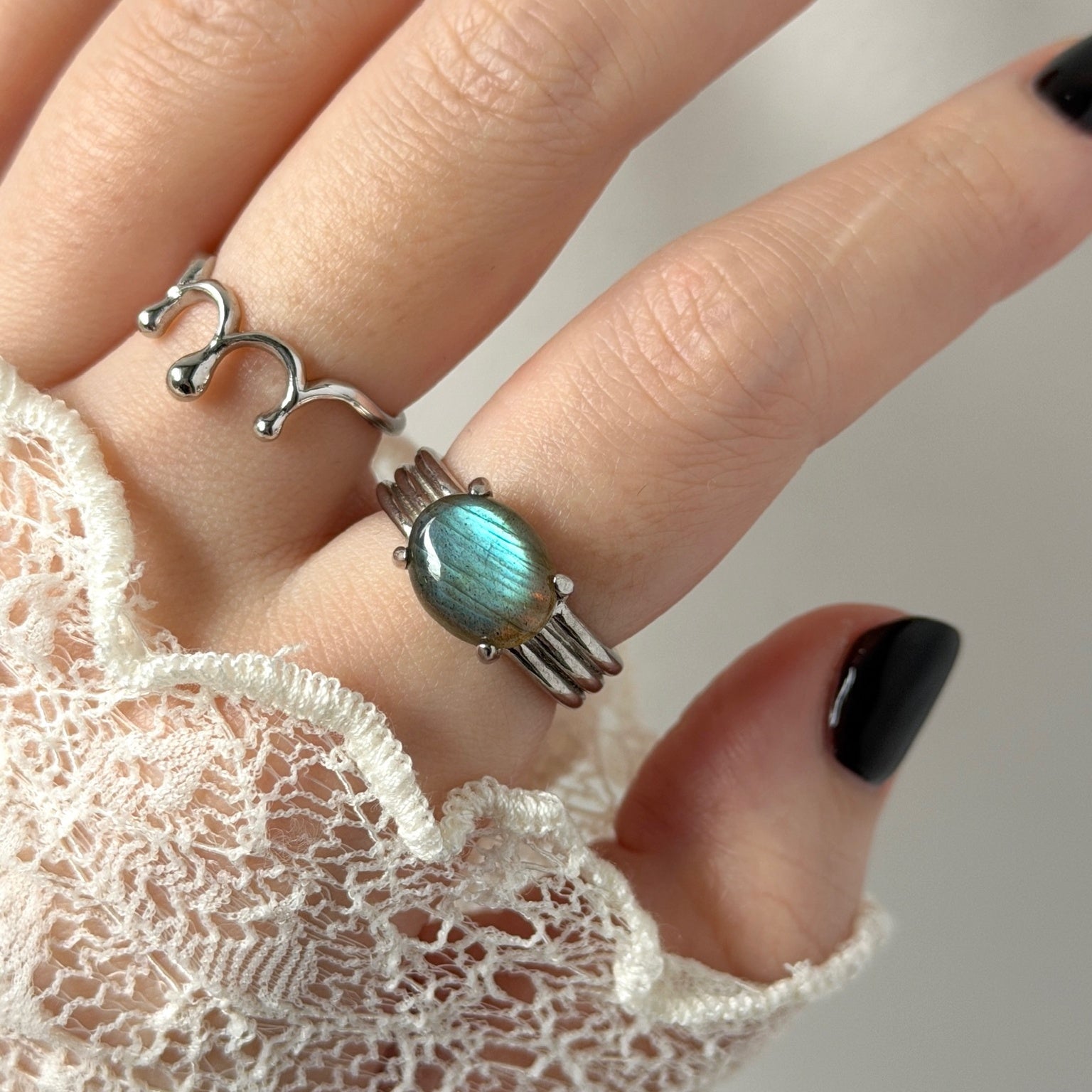 blue labradorite trois silver