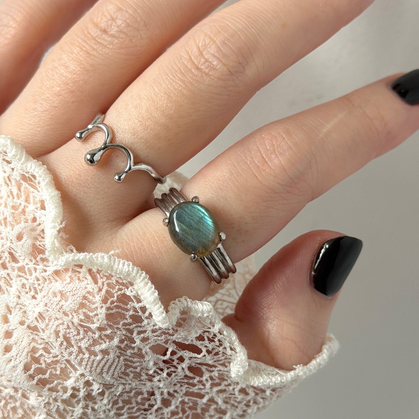blue labradorite trois silver
