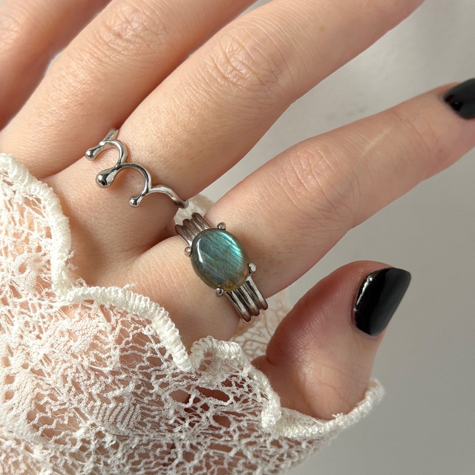 blue labradorite trois silver