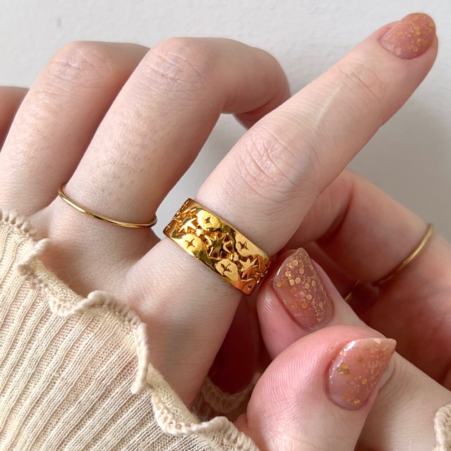 [ gold ] star lace ring [ free size ]