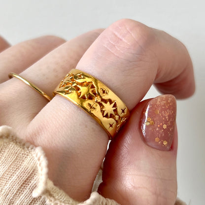 [ gold ] star lace ring [ free size ]
