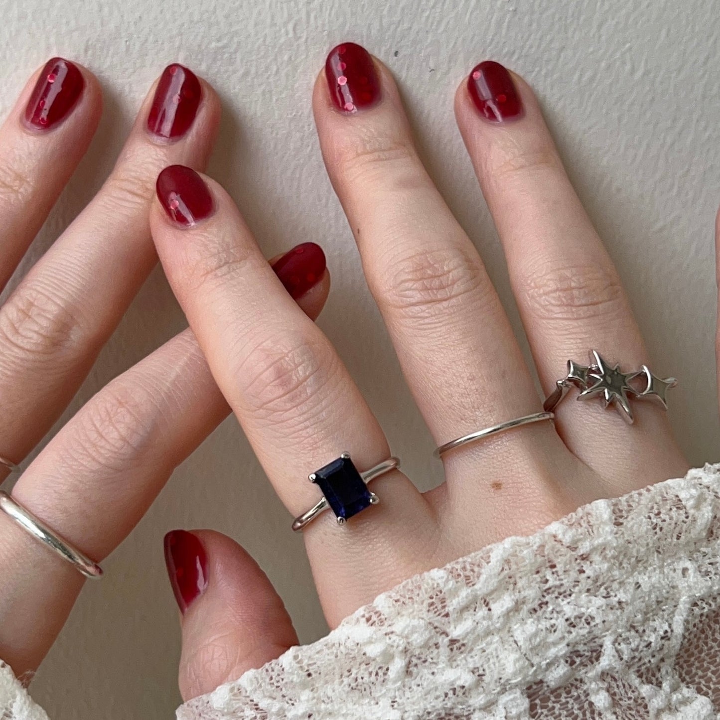 [ iolite ] rectangle faceted cut silver