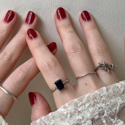 [ iolite ] rectangle faceted cut silver