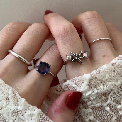 [ fluorite ] square faceted cut silver