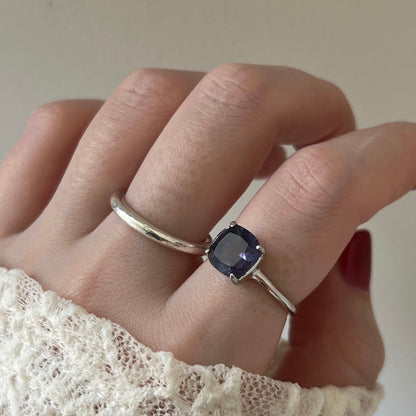 [ fluorite ] square faceted cut silver