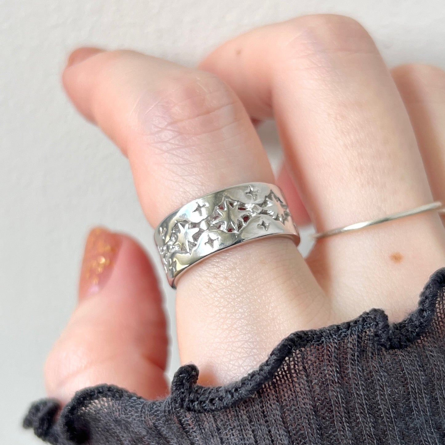 [ silver ] star lace ring [ free size ]