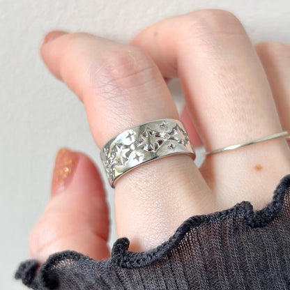 [ silver ] star lace ring [ free size ]