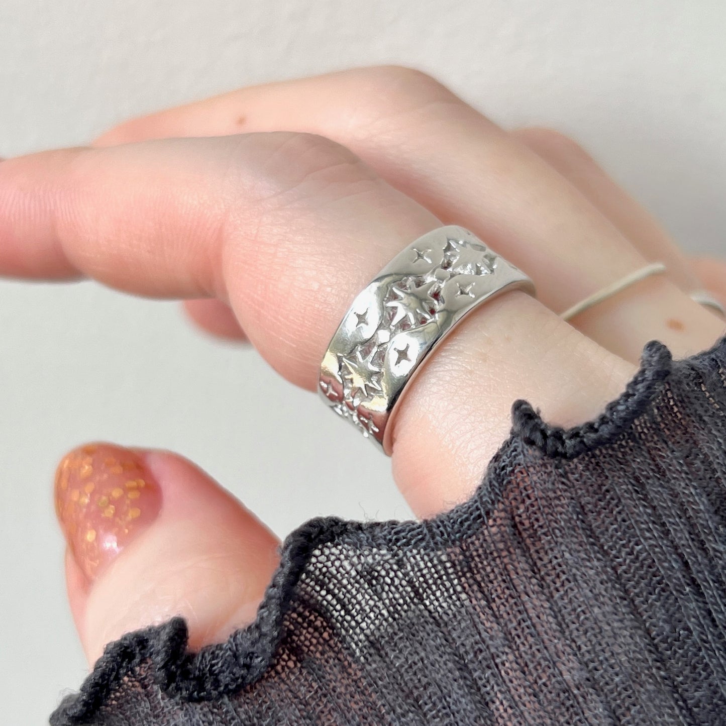 [ silver ] star lace ring [ free size ]