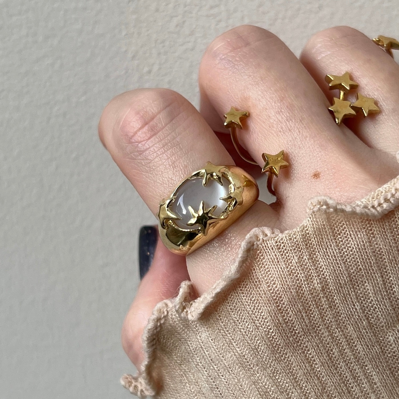 [ white moon stone ] twinkle ring gold