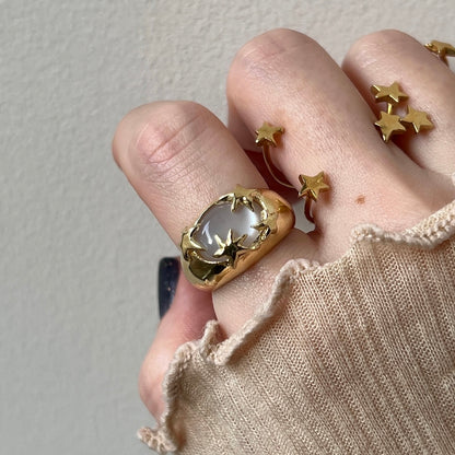 [ white moon stone ] twinkle ring gold