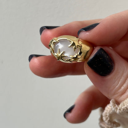 [ white moon stone ] twinkle ring gold