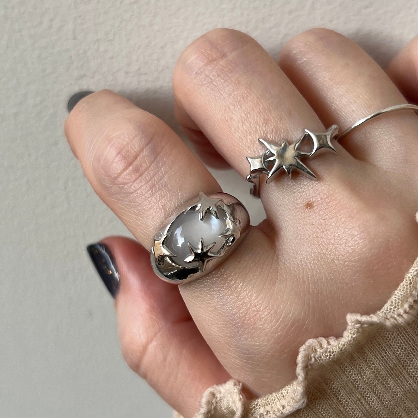 [ white moon stone ] twinkle ring silver