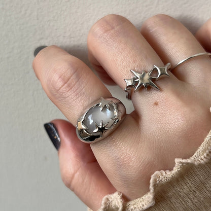 [ white moon stone ] twinkle ring silver
