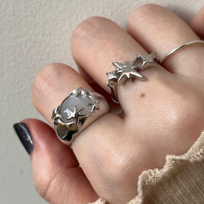 [ white moon stone ] twinkle ring silver