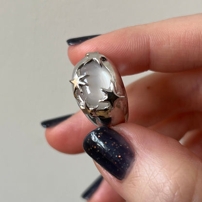 [ white moon stone ] twinkle ring silver
