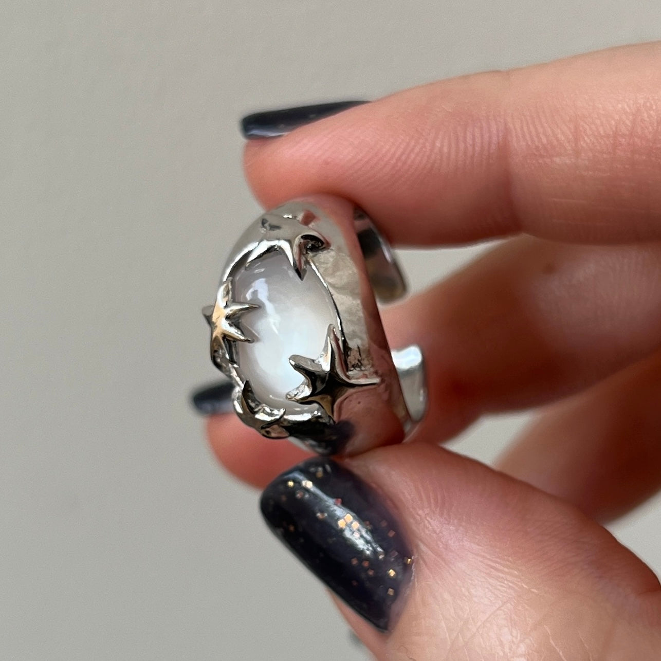 [ white moon stone ] twinkle ring silver