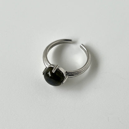[ black labradorite ] croissant silver