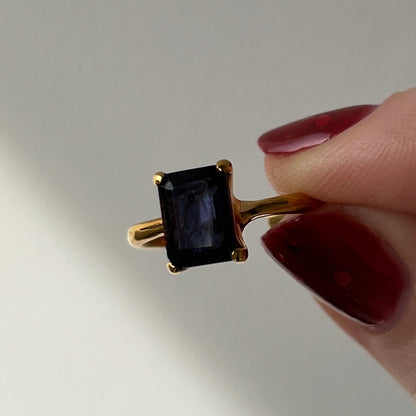 [ iolite ] rectangle faceted cut gold