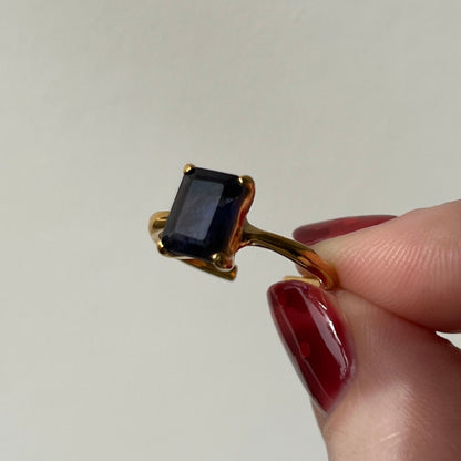 [ iolite ] rectangle faceted cut gold