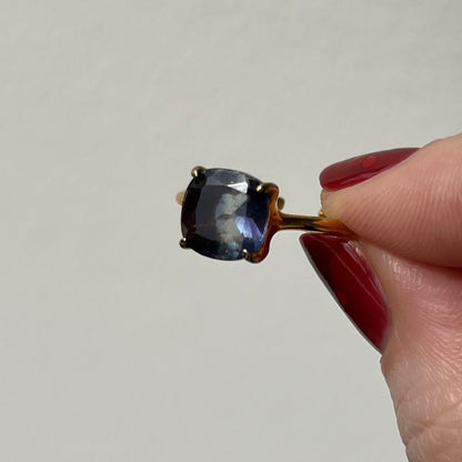 [ multi color fluorite ] square faceted cut gold