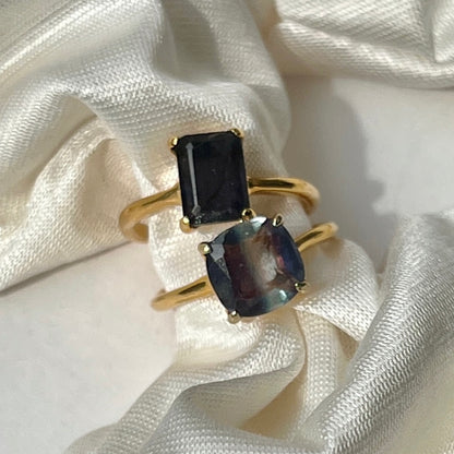[ iolite ] rectangle faceted cut gold