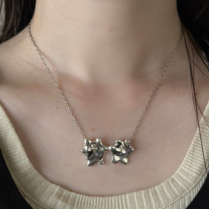 [ silver ] bears necklace
