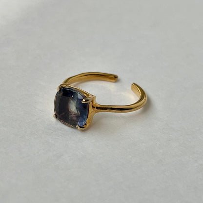 [ multi color fluorite ] square faceted cut gold
