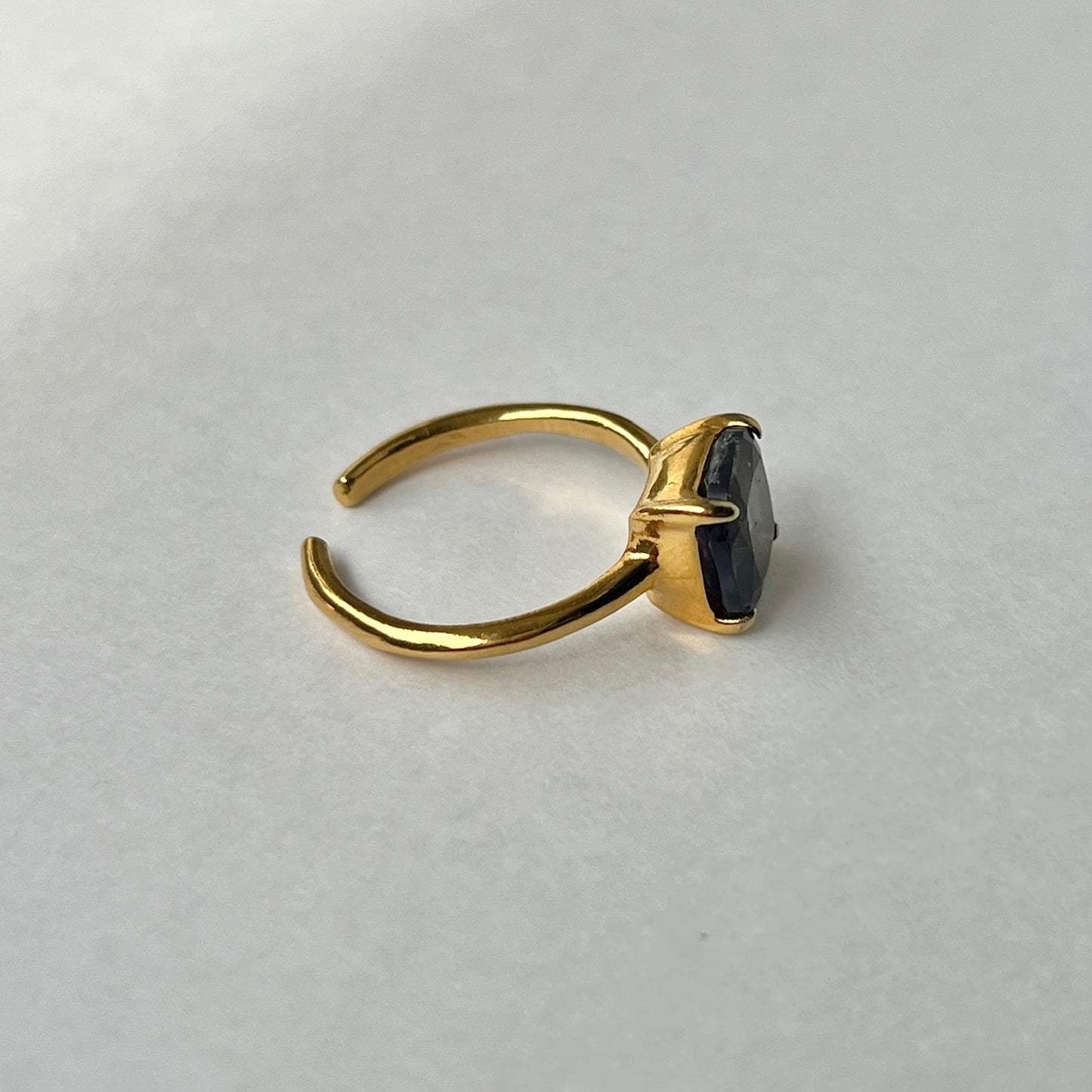 [ multi color fluorite ] square faceted cut gold