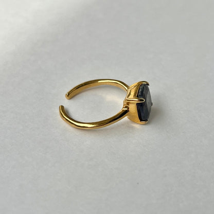 [ multi color fluorite ] square faceted cut gold