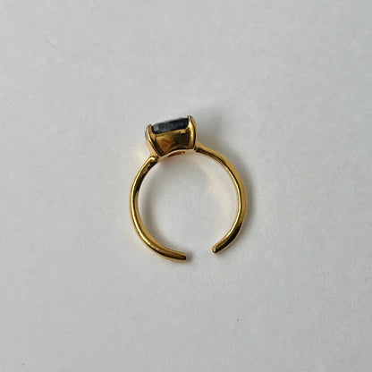 [ multi color fluorite ] square faceted cut gold