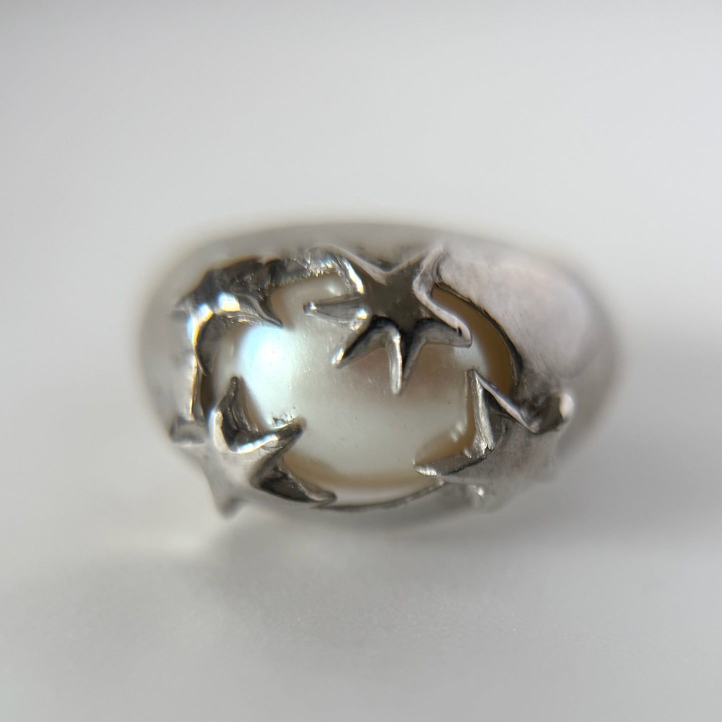 [ vintage pearl ] twinkle ring silver