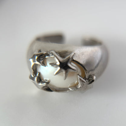[ vintage pearl ] twinkle ring silver