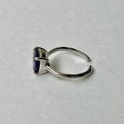 [ fluorite ] square faceted cut silver