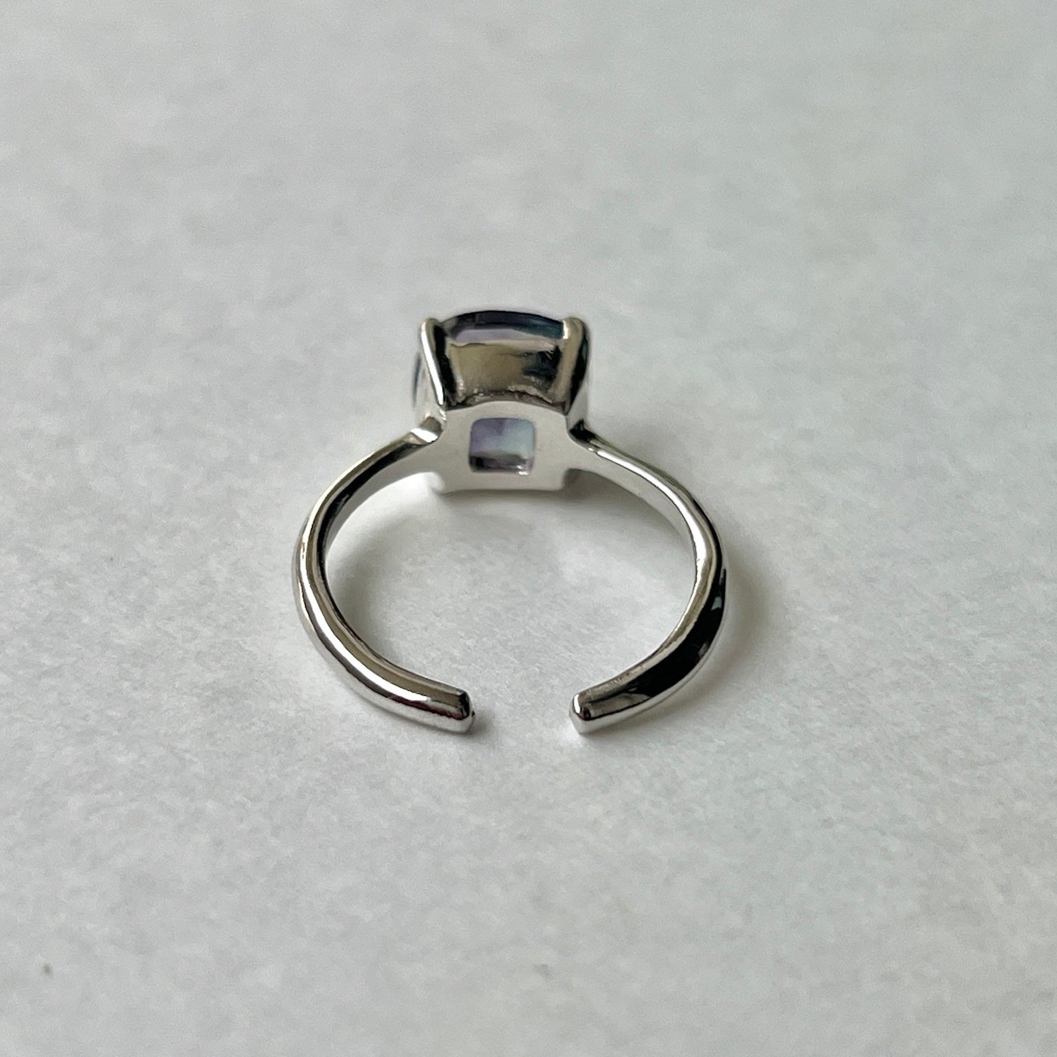 fluorite ] square faceted cut silver [ free size ] – POMUM&ARTS