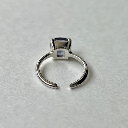 [ fluorite ] square faceted cut silver