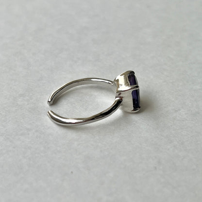 [ fluorite ] square faceted cut silver