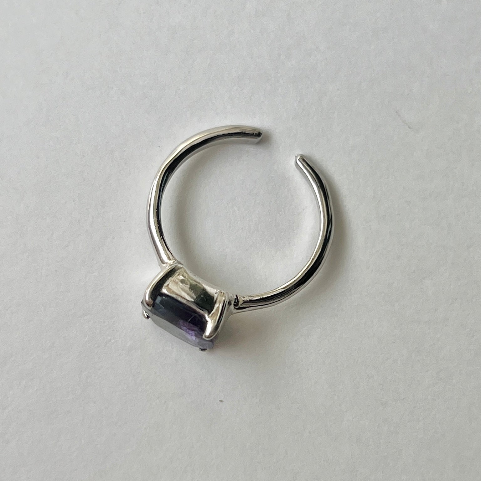 fluorite ] square faceted cut silver [ free size ] – POMUM&ARTS