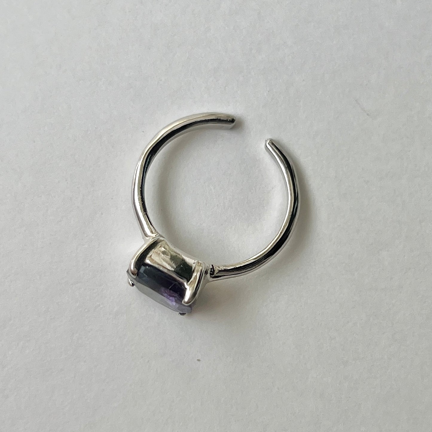 [ fluorite ] square faceted cut silver