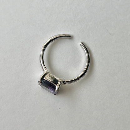 [ fluorite ] square faceted cut silver