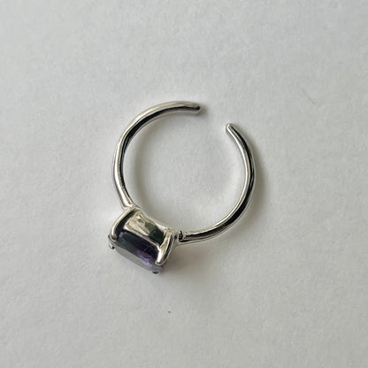 [ iolite ] rectangle faceted cut silver