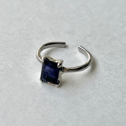 [ iolite ] rectangle faceted cut silver