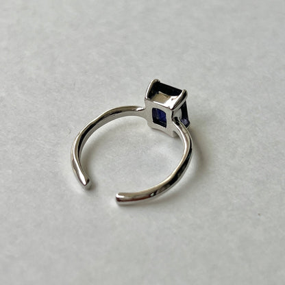 [ iolite ] rectangle faceted cut silver