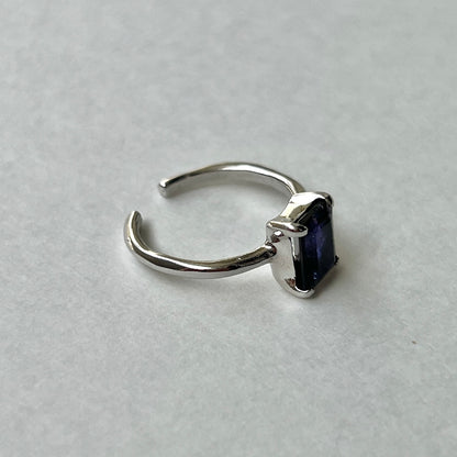 [ iolite ] rectangle faceted cut silver