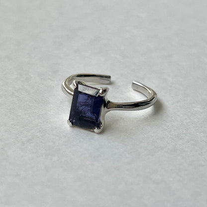 [ iolite ] rectangle faceted cut silver