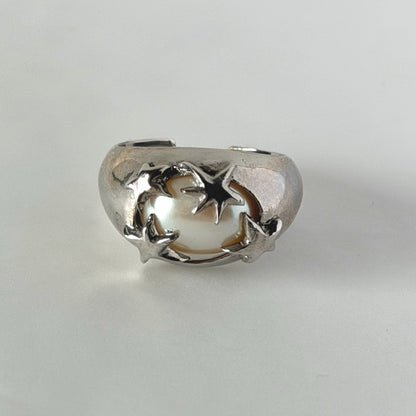 [ vintage pearl ] twinkle ring silver