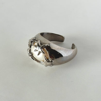 [ vintage pearl ] twinkle ring silver